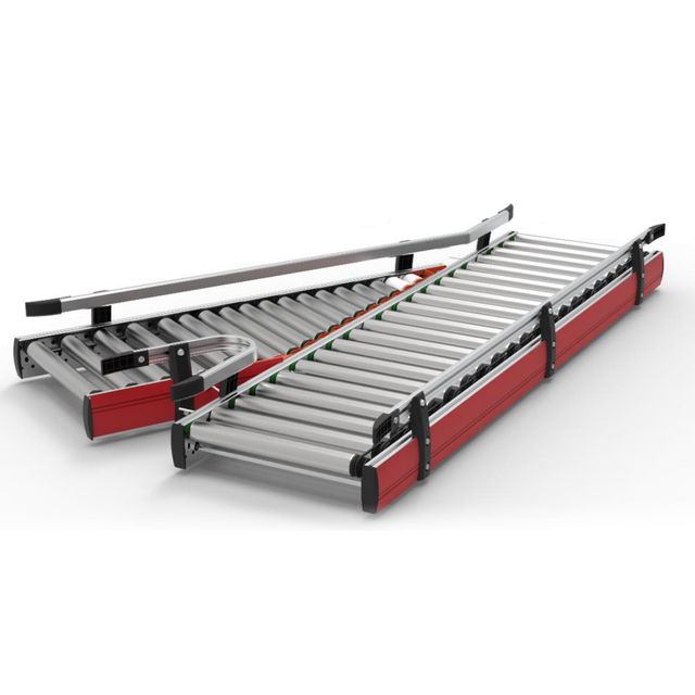 Máquina de transferencia de transportador de rodillos para sistema de transporte de paquetes