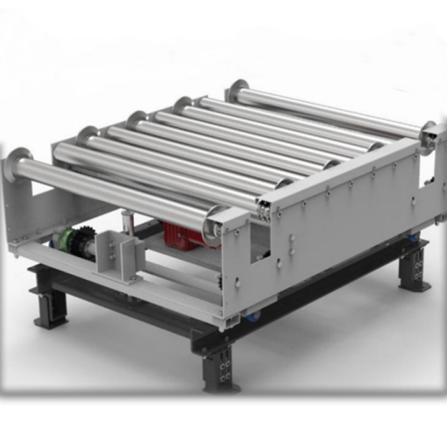 Sistema transportador de transferencia emergente con rodillos
